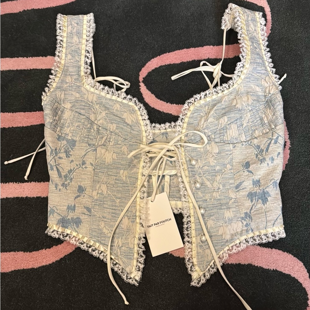 SOLD Fait Par Foutch Renee Top in Blue Tapestry